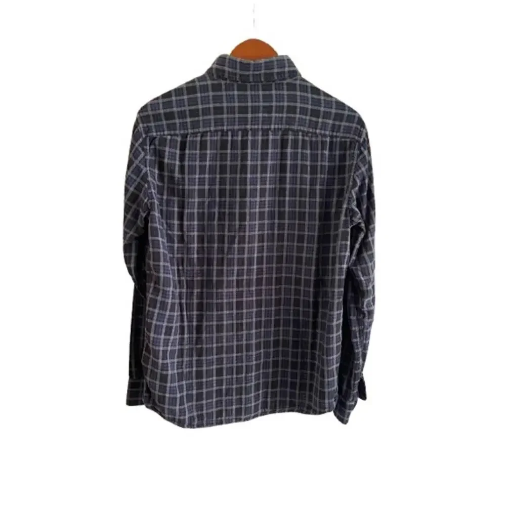 Banana‎ Republic Blue Gray Black Plaid Button Up Men’s Slim Fit Shirt Size M